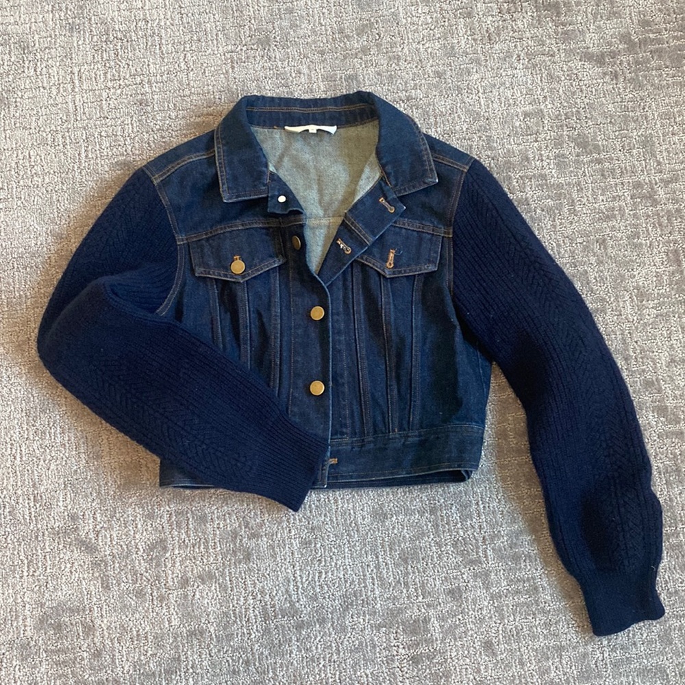 Sea New York Cropped Denim and Wool Jacket